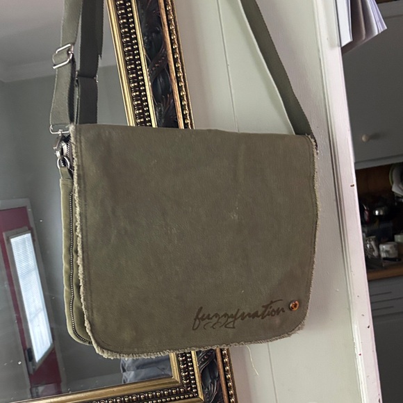 Fuzzy Nation Olive Messenger Bag - Picture 1 of 5